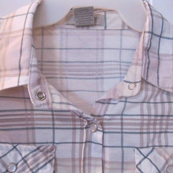 Passport Button Up Shirt Plaid Long Sleeves - Picture 2 of 5